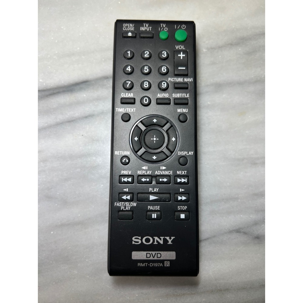 Sony RMT-D197A DVD Player Remote Control Black Replacement TV Input Control